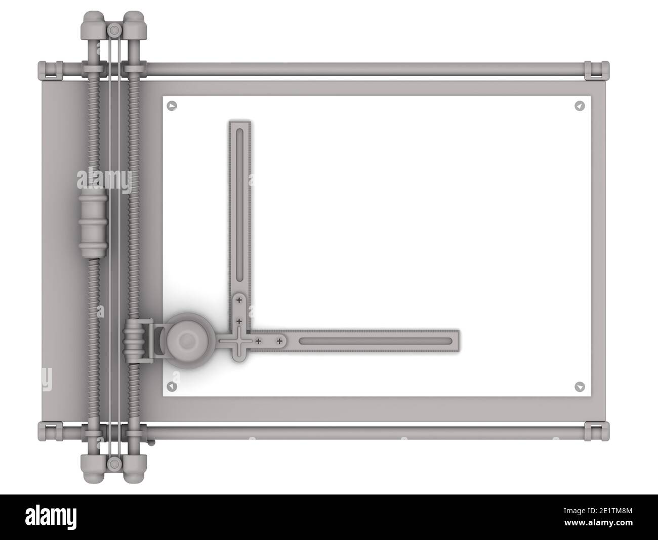 Planche à dessin grise. Carte de mise en plan avec une feuille vierge isolée sur fond blanc. Illustration 3D Banque D'Images