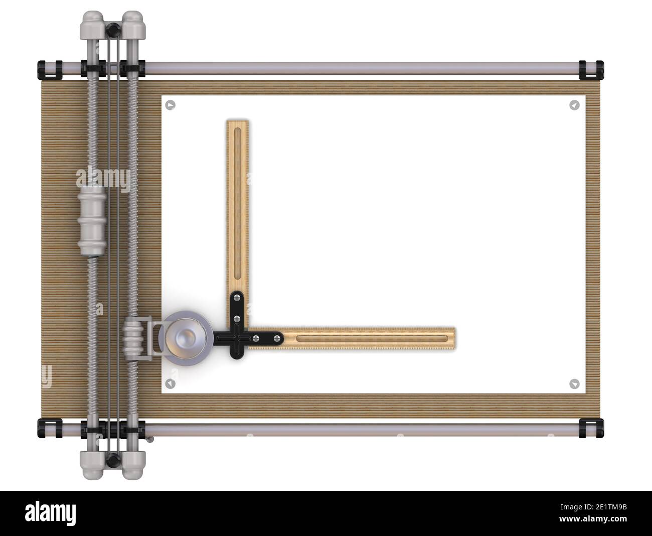 Vierge de la planche à dessin. Carte de mise en plan avec une feuille vierge isolée sur fond blanc. Illustration 3D Banque D'Images