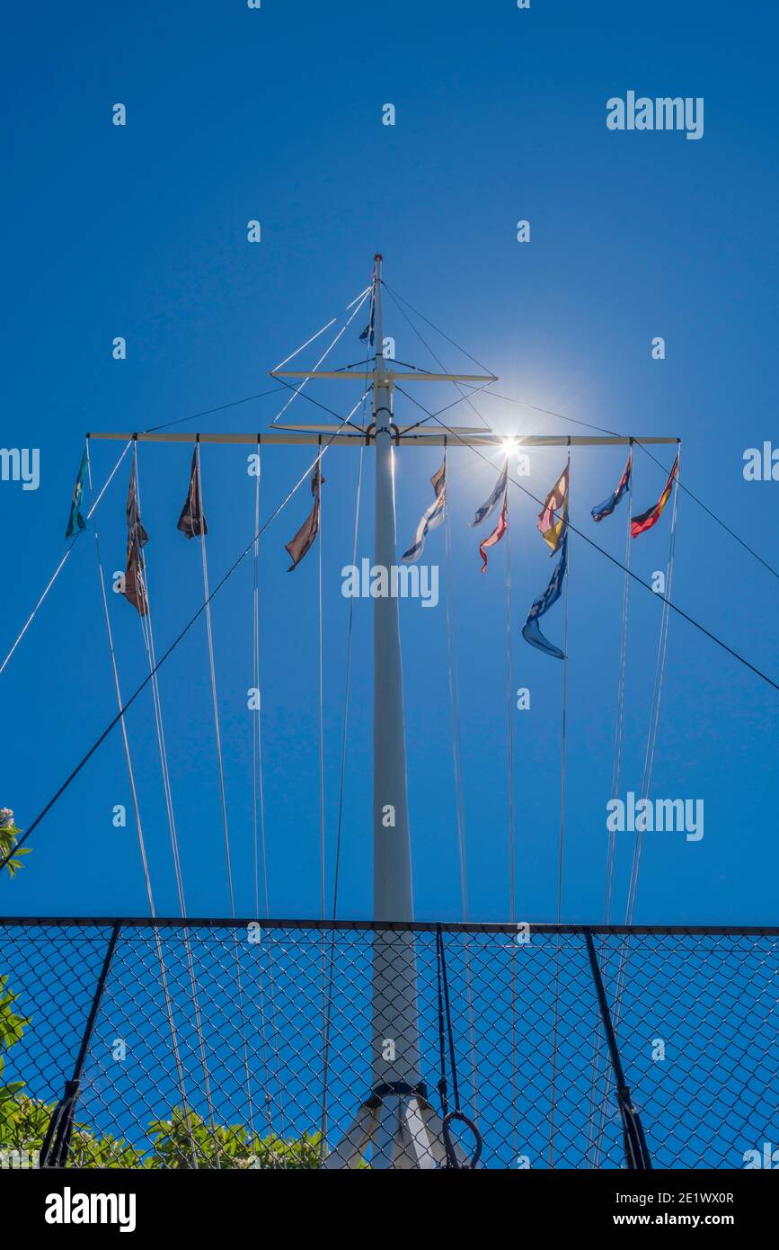 L'un des deux mâts de signaux à Observatory Hill, restauré en 2008 après son retrait en 1938. Les mâts ont été utilisés à l'origine pour envoyer des signaux aux têtes de Sydney Banque D'Images