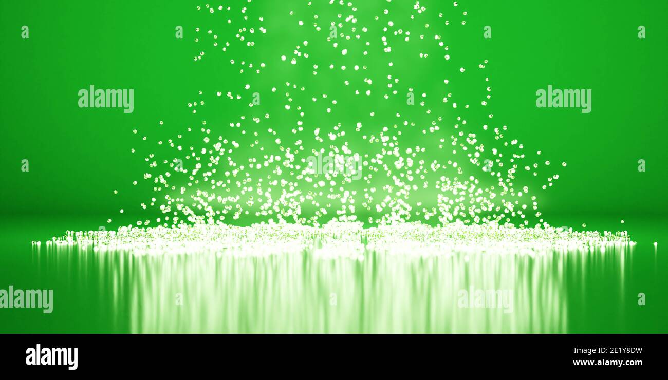 Arrière-plan abstrait de lumières vertes floues non focalisées et perles fond d'écran d'arrière-plan illustration de rendu 3d Banque D'Images