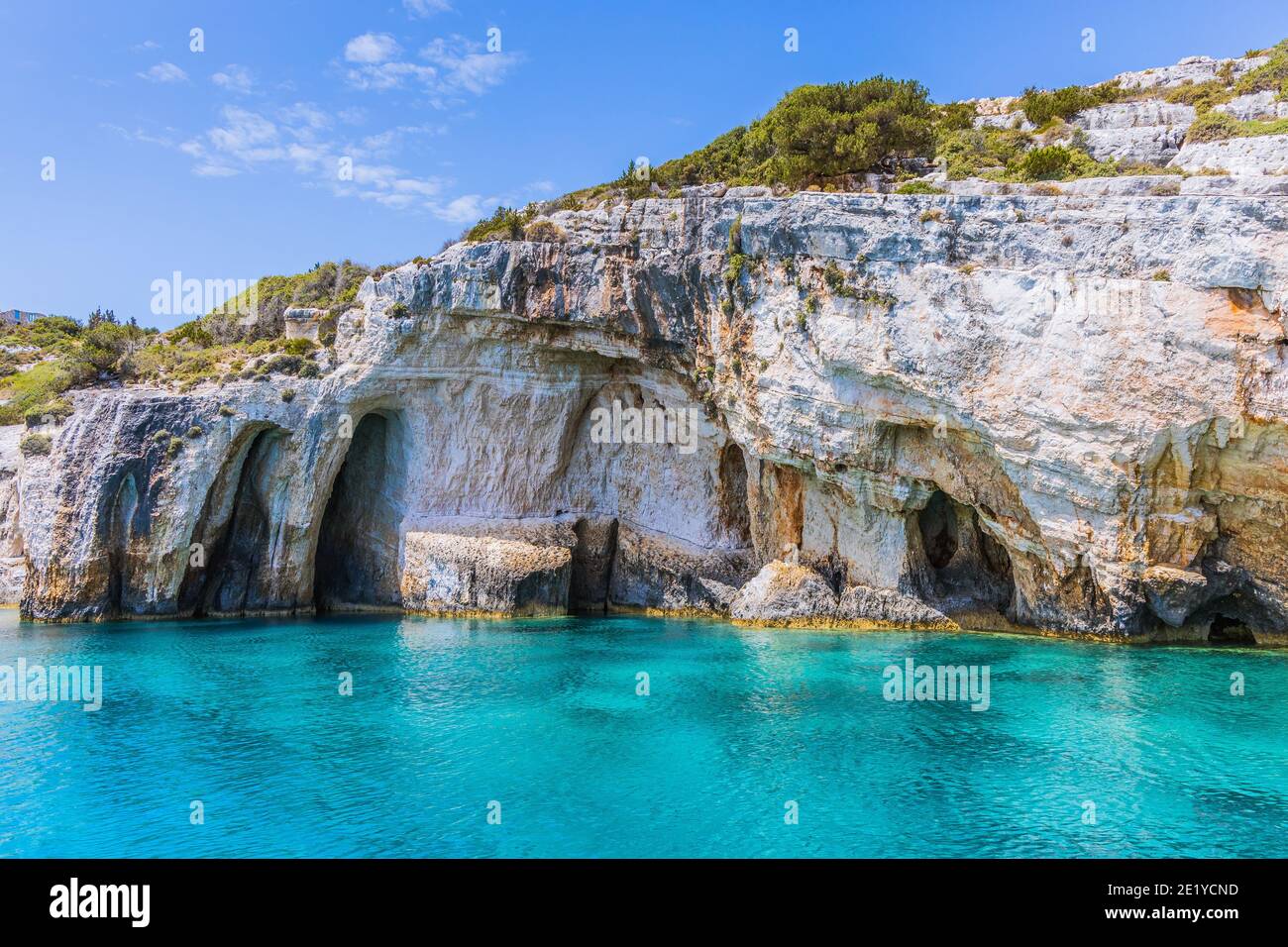 Zakynthos, Grèce. Grottes bleues de l'île de Zakynthos. Banque D'Images