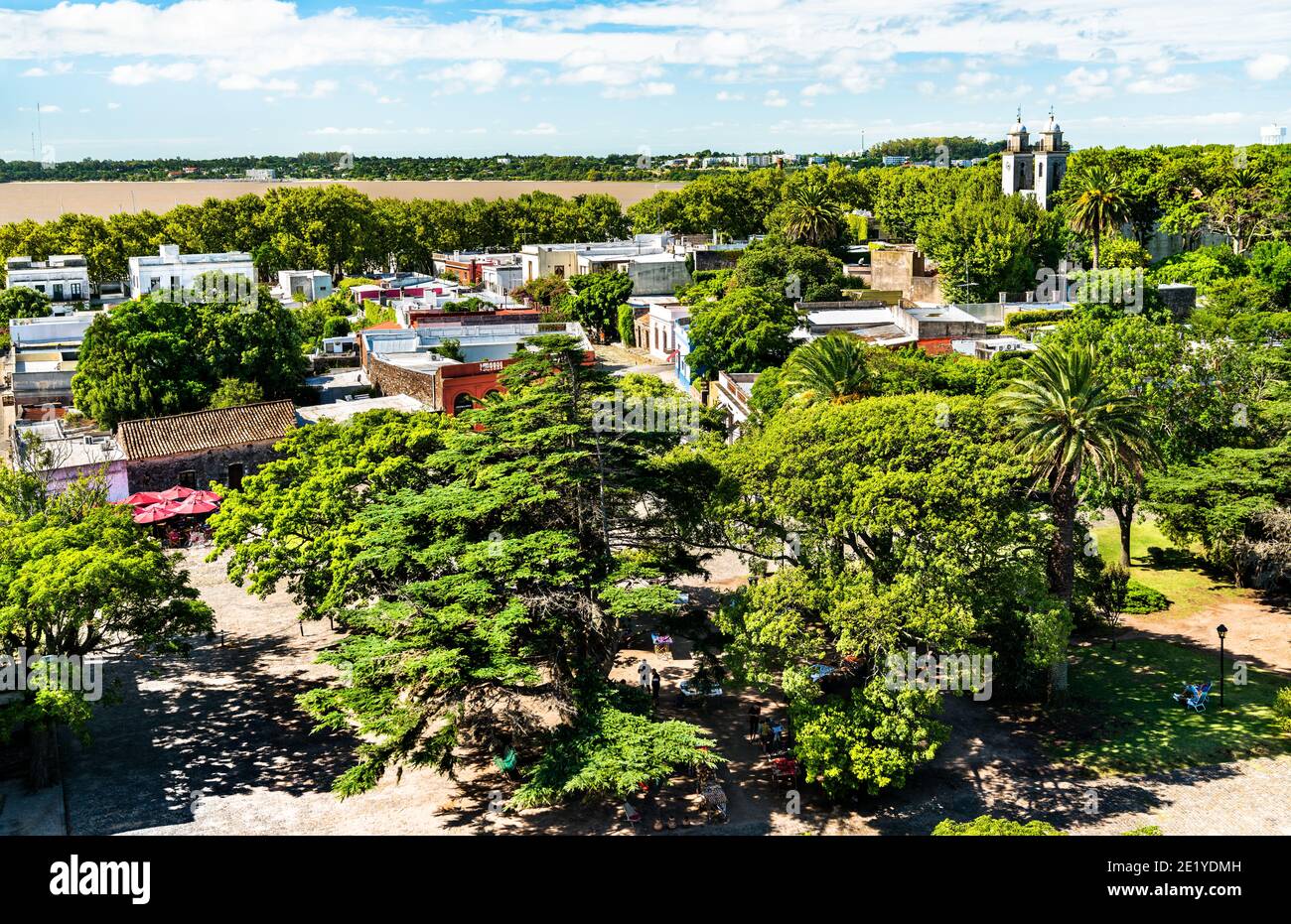 Vue aérienne de Colonia del Sacramento en Uruguay Banque D'Images