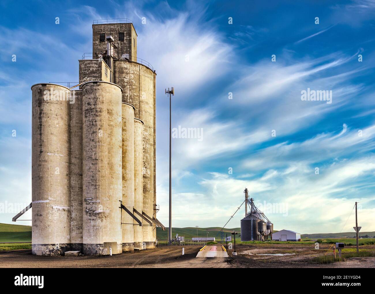 Un élévateur de grain est un complexe d'installation conçu pour stocker ou stocker le grain. Banque D'Images