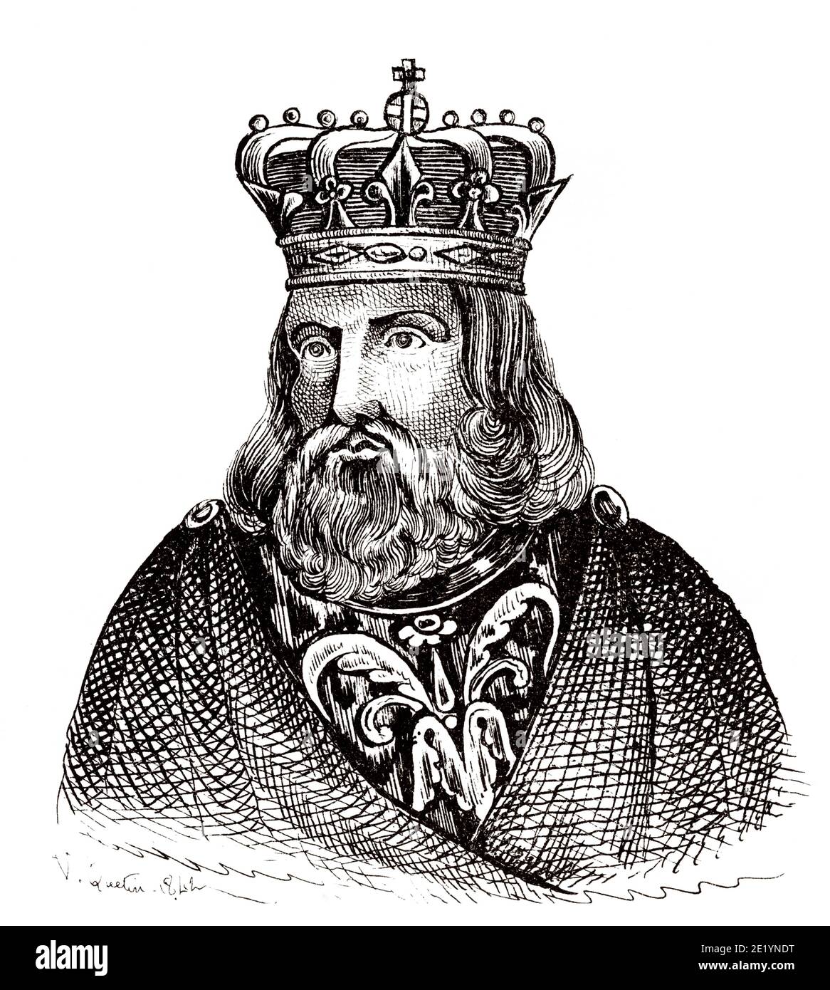 Portrait de Louis I le pieux et Debonair (778 - 840). Roi de France de 814 à 840. Dynastie carolingienne. Histoire de la France, du livre Atlas de la France 1842 Banque D'Images