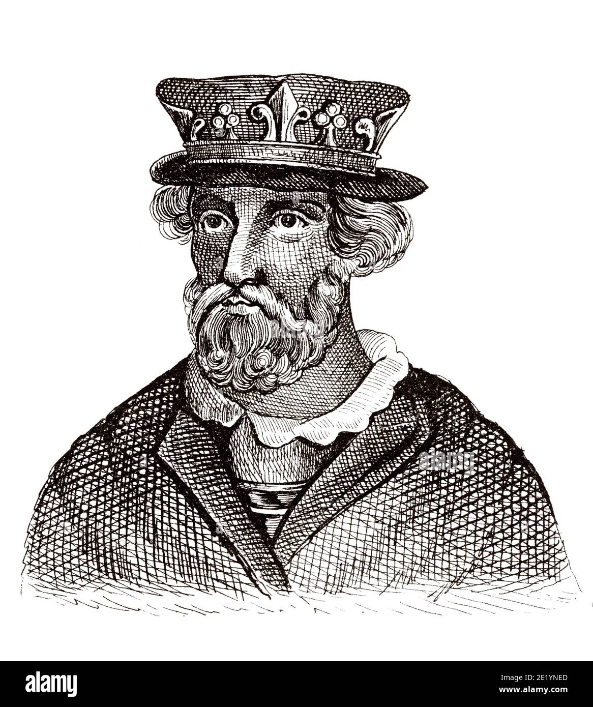 Portrait de Hugues Capet (639 - 996). Roi de France de 987 à 996. Maison de Capet, directe Capetians ou Maison de France. Histoire de la France, du livre Atlas de la France 1842 Banque D'Images