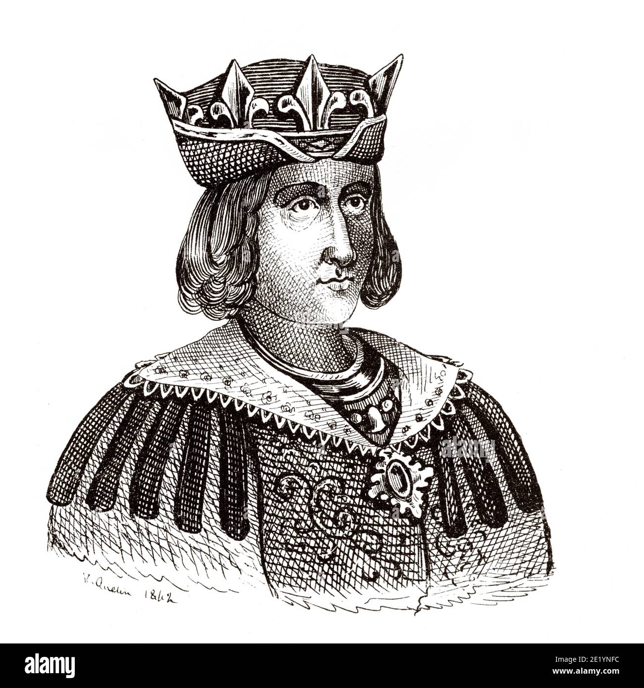 Portrait de Louis XII Père du peuple (1462 - 1515). Roi de France de 1498 à 1515. Succursale de Valois–Orléans. Histoire de la France, du livre Atlas de la France 1842 Banque D'Images