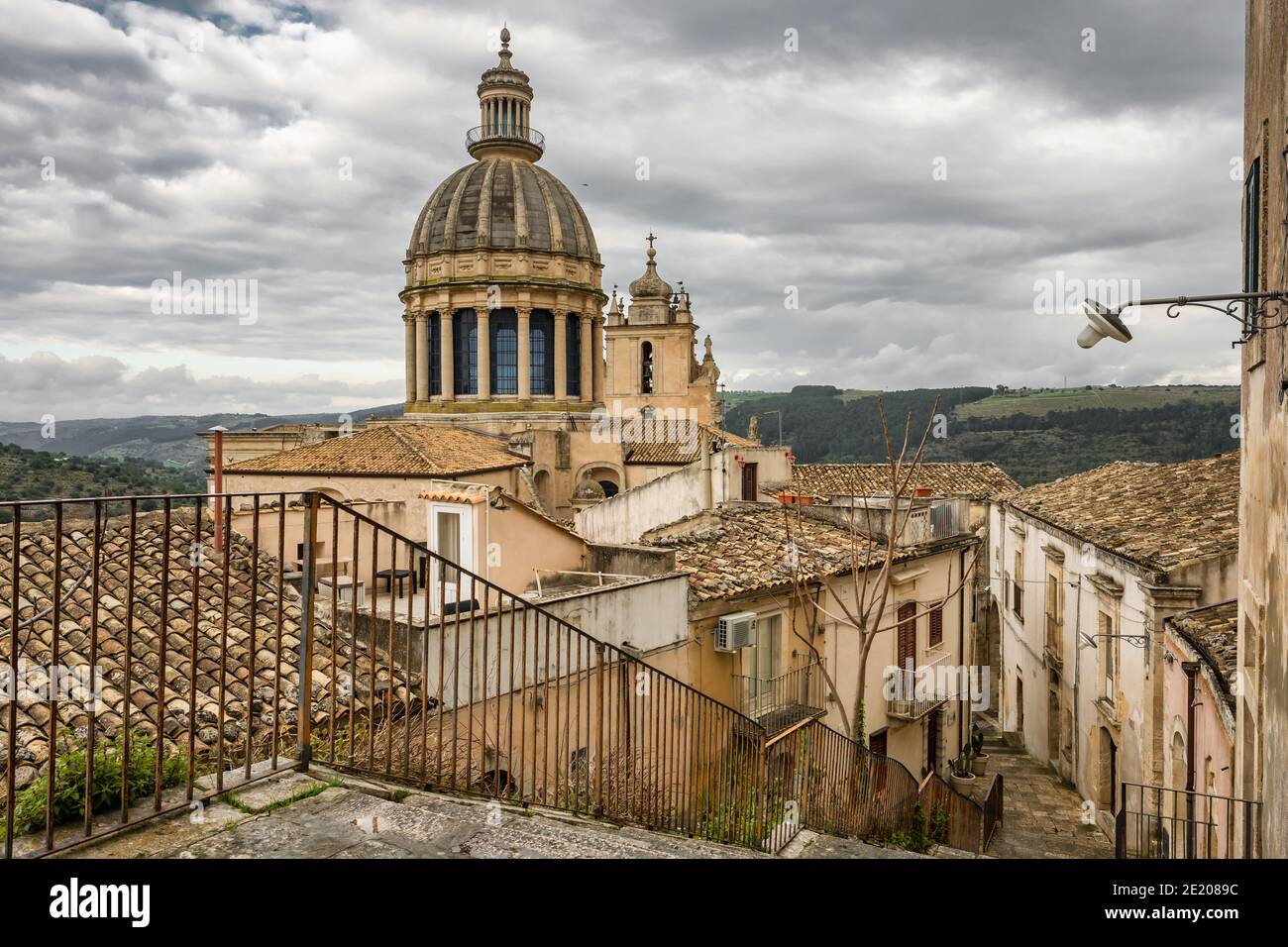 Dôme de la cathédrale de San Giorgio à Ragusa, Sicile Banque D'Images