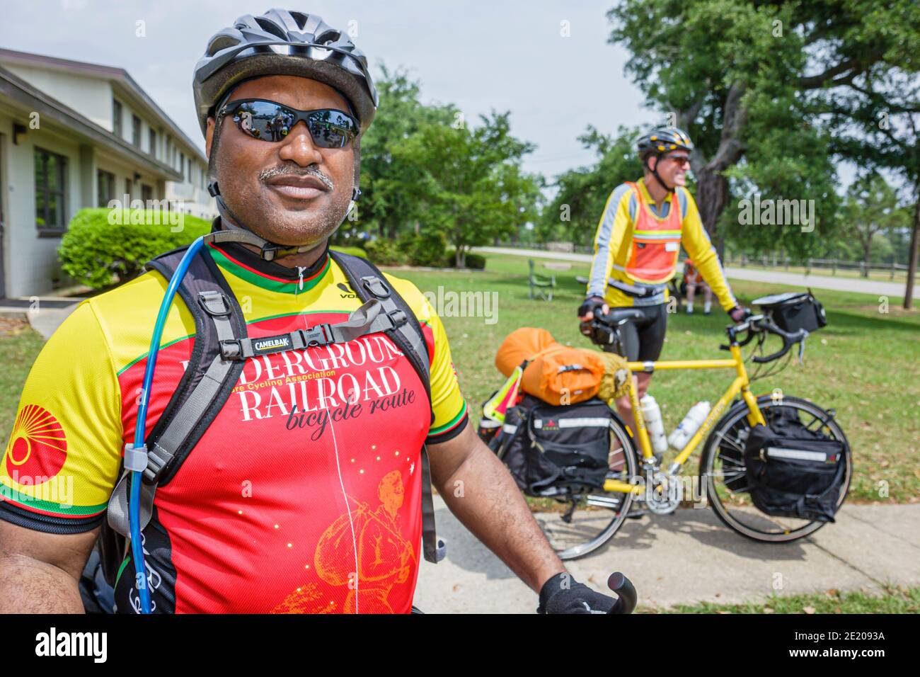 Alabama Mobile Brookley Centre Underground Railroad Adventure, vélo route routes cyclistes Black man men, Banque D'Images