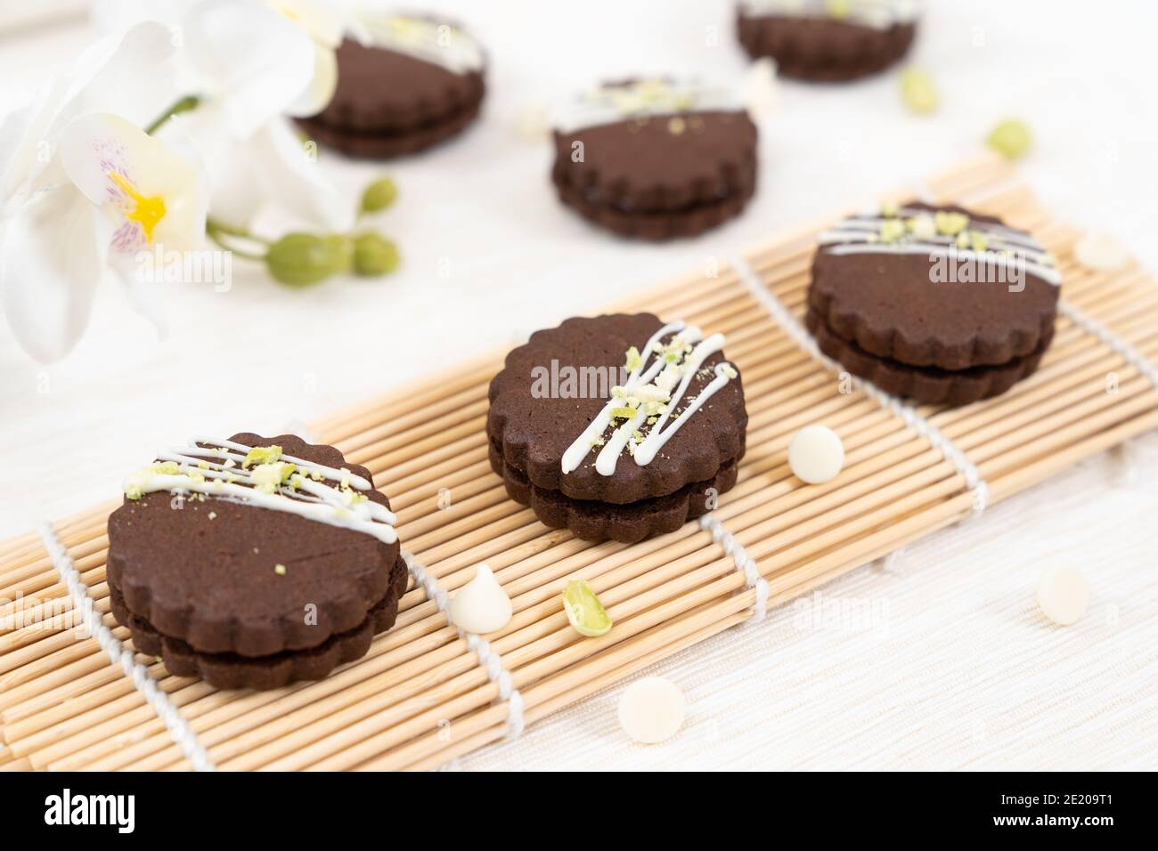 Biscuits ronds de biscuits au chocolat Banque D'Images