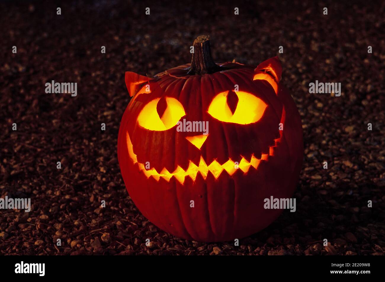 Lanterne d'Halloween chat Cheshire Jack O' Banque D'Images