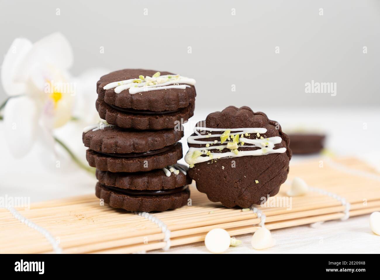 Biscuits ronds de biscuits au chocolat Banque D'Images