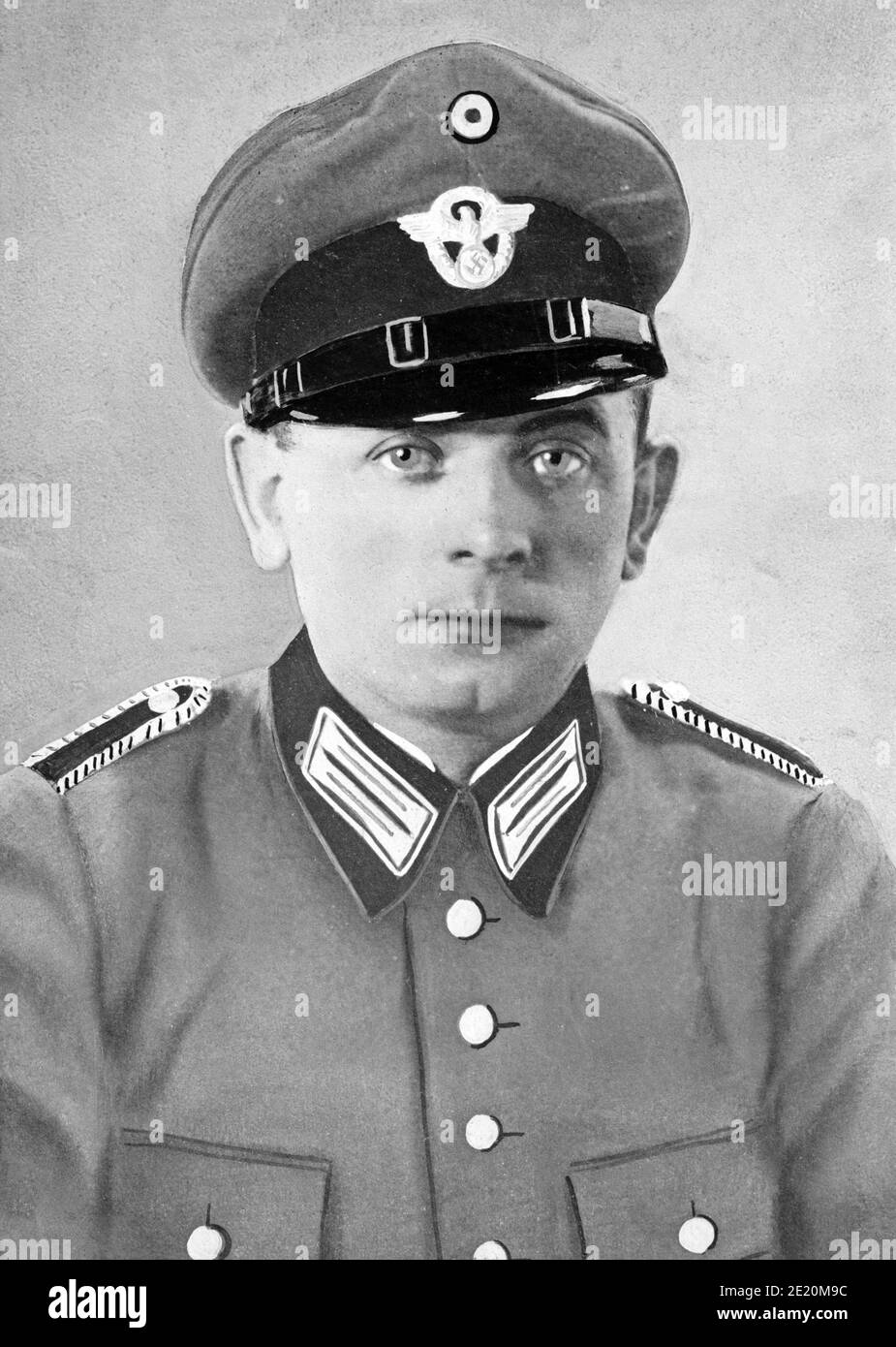 Portrait d'un soldat de Wehrmacht, vers 1940, Allemagne Banque D'Images