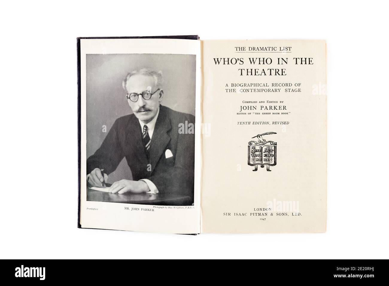 Page intérieure du livre 'qui est qui dans le théâtre', compilé et édité par John Parker, et publié en 1947 par Isaac Pitman. Banque D'Images