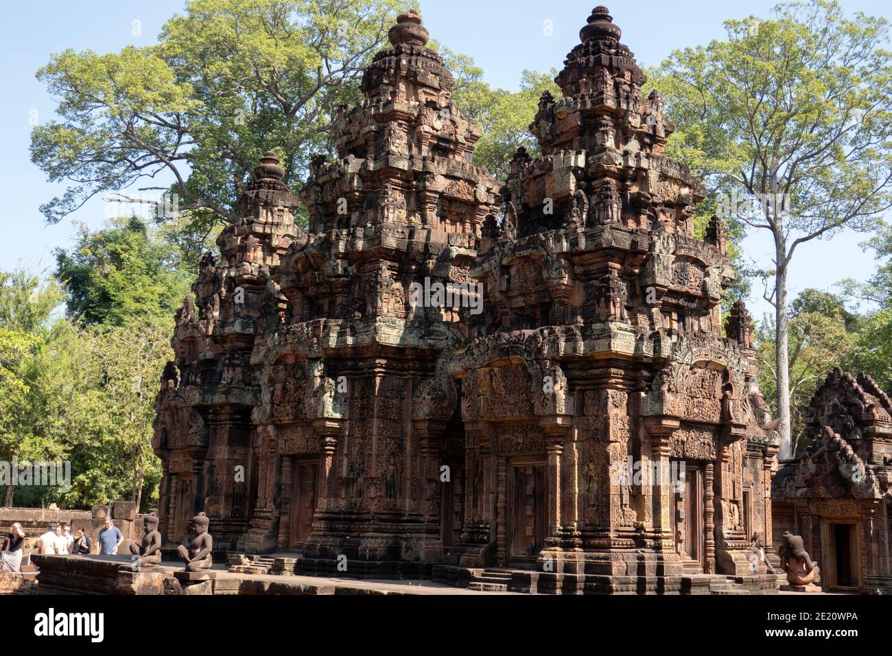 Extérieur du temple de Banteay Srei Banque D'Images