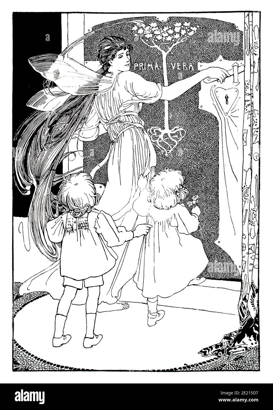 Fée ouvrant la porte, illustration de livre de pour dire au Roi le ciel est en chute (Blackie & son), par l'artiste Alice B Wooward, à partir de 1897 le Studio an Ill Banque D'Images