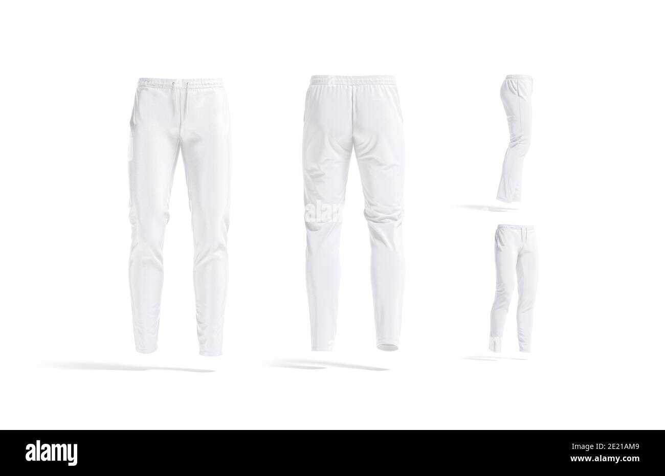 Maquette de pantalon de sport blanc vierge, vues différentes, rendu 3d. Vide décontracté ou pantalon d'entraînement maquette, isolé. Culottes ou sweatp en tissu transparent Banque D'Images