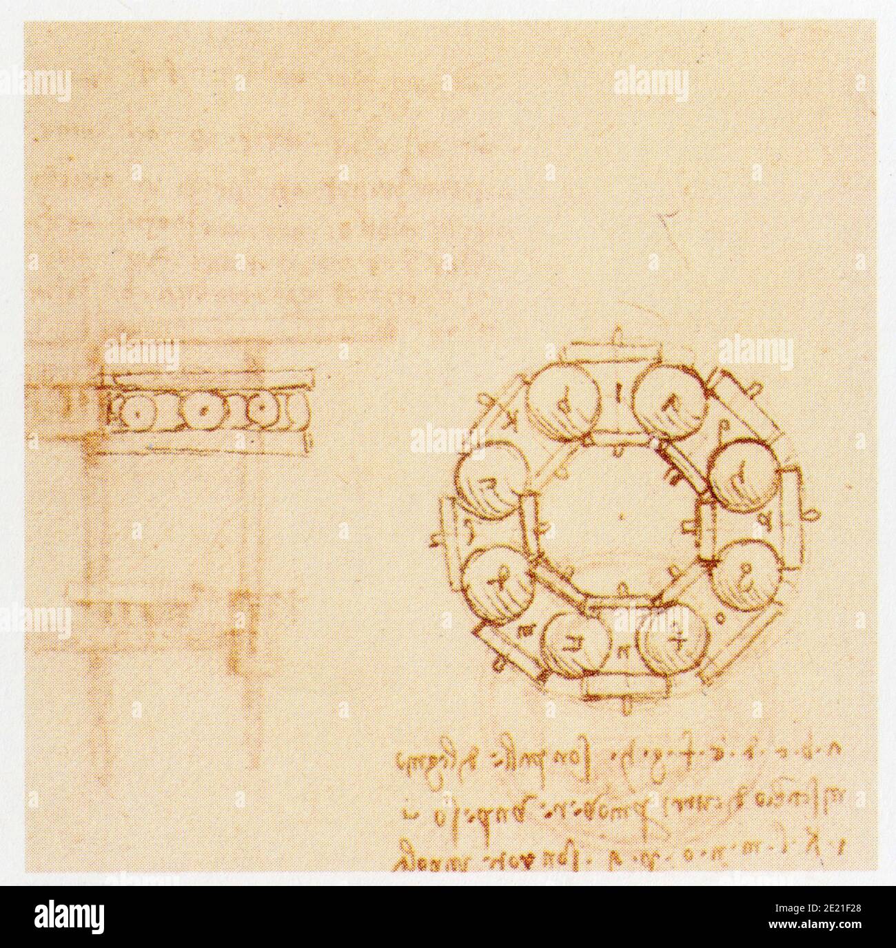 Roulement à billes avec cage et pivot sur billes, Léonard de Vinci [8