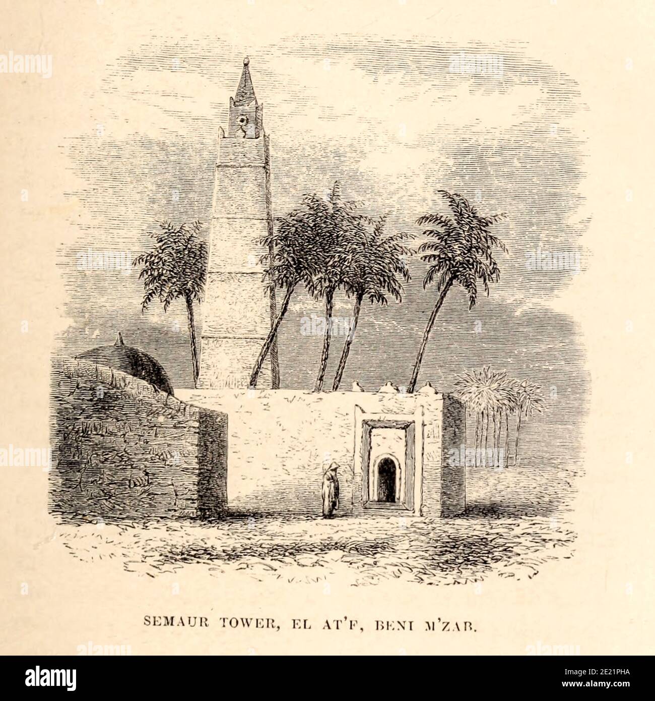 Tour Semaur, El at'f, Beni m'zab du Livre ' Grand Sahara : errances au sud des montagnes de l'Atlas. ' par Tristram, H. B. (Henry Baker), publié par J. Murray à Londres en 1860 Banque D'Images
