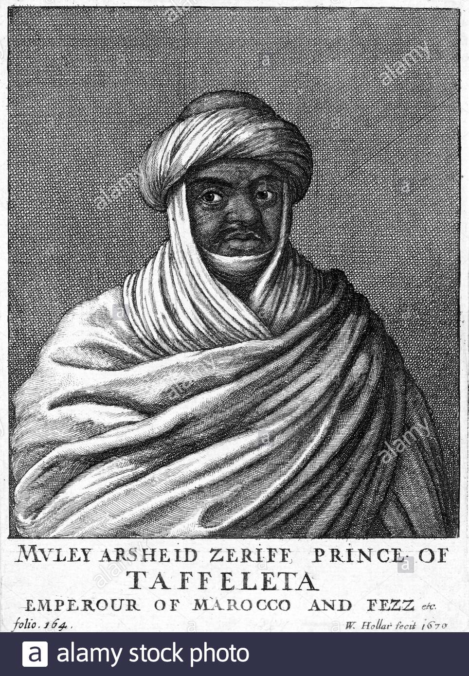 Moulay al-Rashid, 1631-1672, fut sultan du Maroc de 1666 à 1672, gravé par le graveur tchèque Venceslaus Hollar à partir de 1600s Banque D'Images