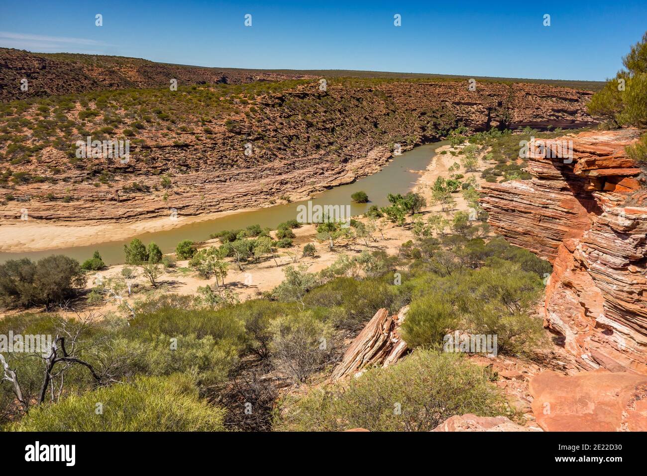 Parc national de Kalbarri, Australie occidentale, avec Murchison River, fenêtre de la nature, gorges de rivière, The Loop, Z Bend Lookout, Inyaka Wokai Watju Banque D'Images