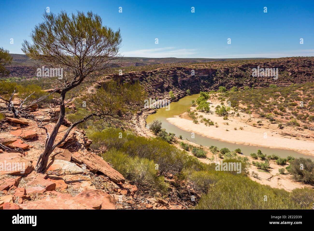 Parc national de Kalbarri, Australie occidentale, avec Murchison River, fenêtre de la nature, gorges de rivière, The Loop, Z Bend Lookout, Inyaka Wokai Watju Banque D'Images