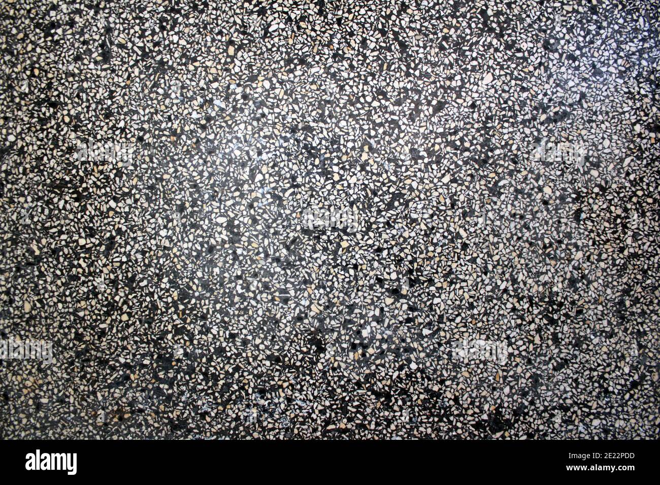 texture d'un sol en terrazzo tacheté noir et blanc Banque D'Images