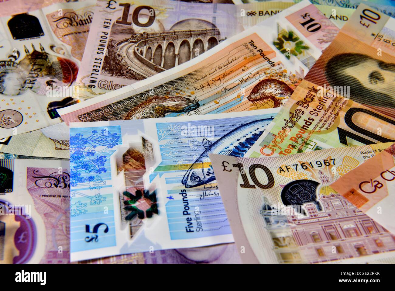Billets de banque britannique, livres, anglais, écossais, irlandais Banque D'Images