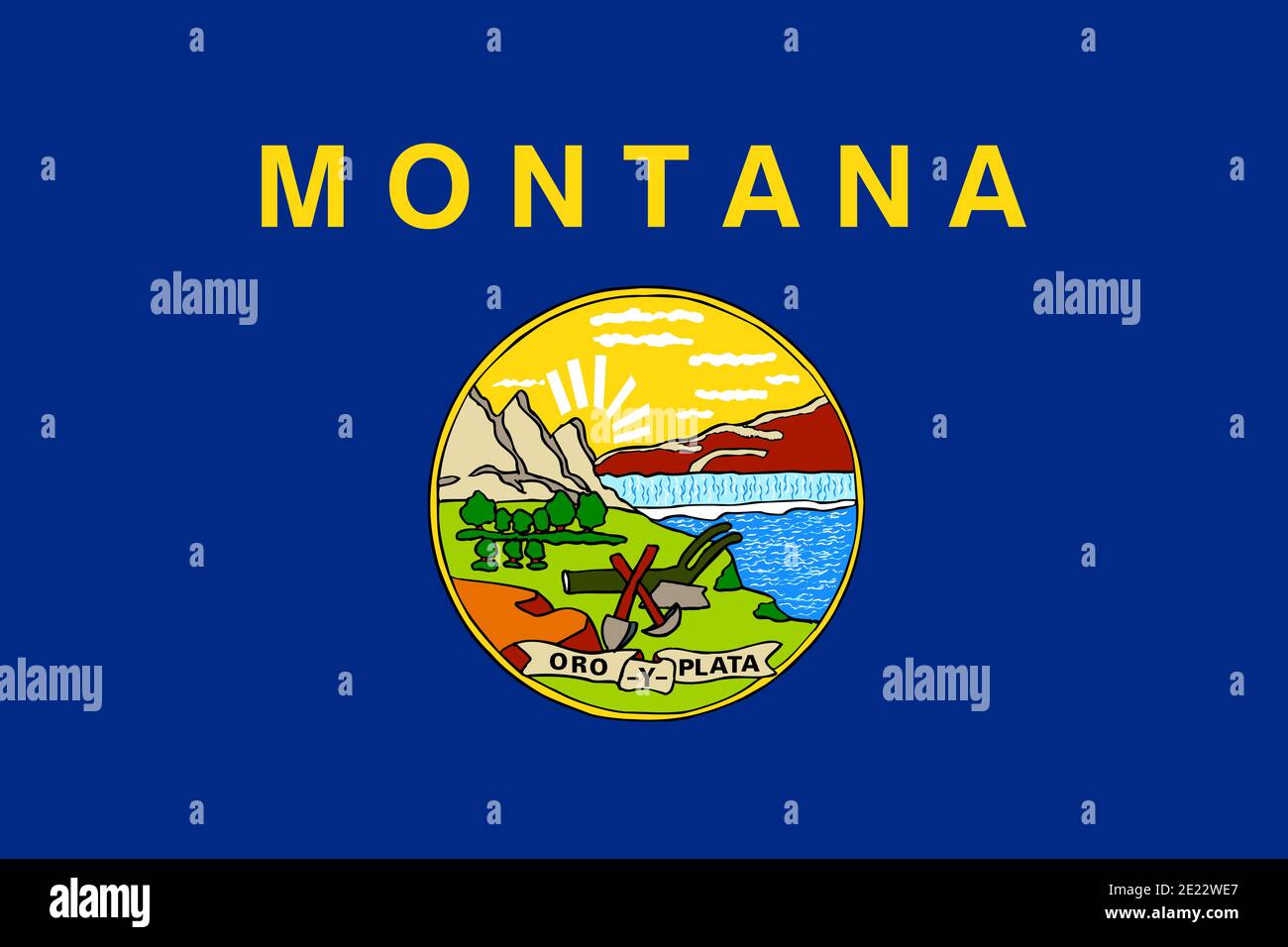 Grand drapeau plat officiel de Montana horizontal Banque D'Images