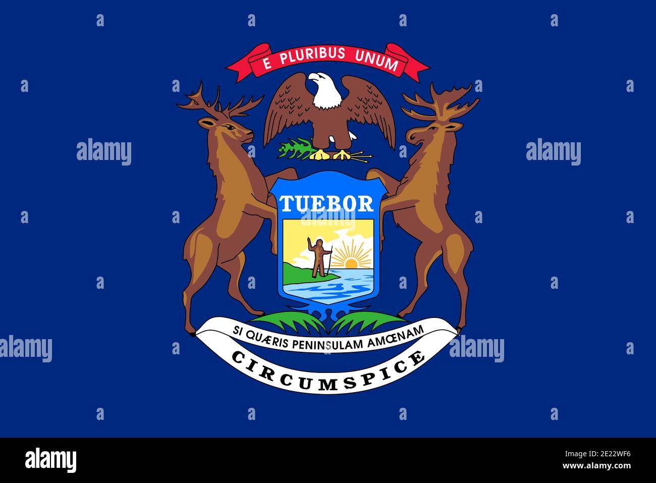 Grand drapeau plat officiel du Michigan horizontal Banque D'Images