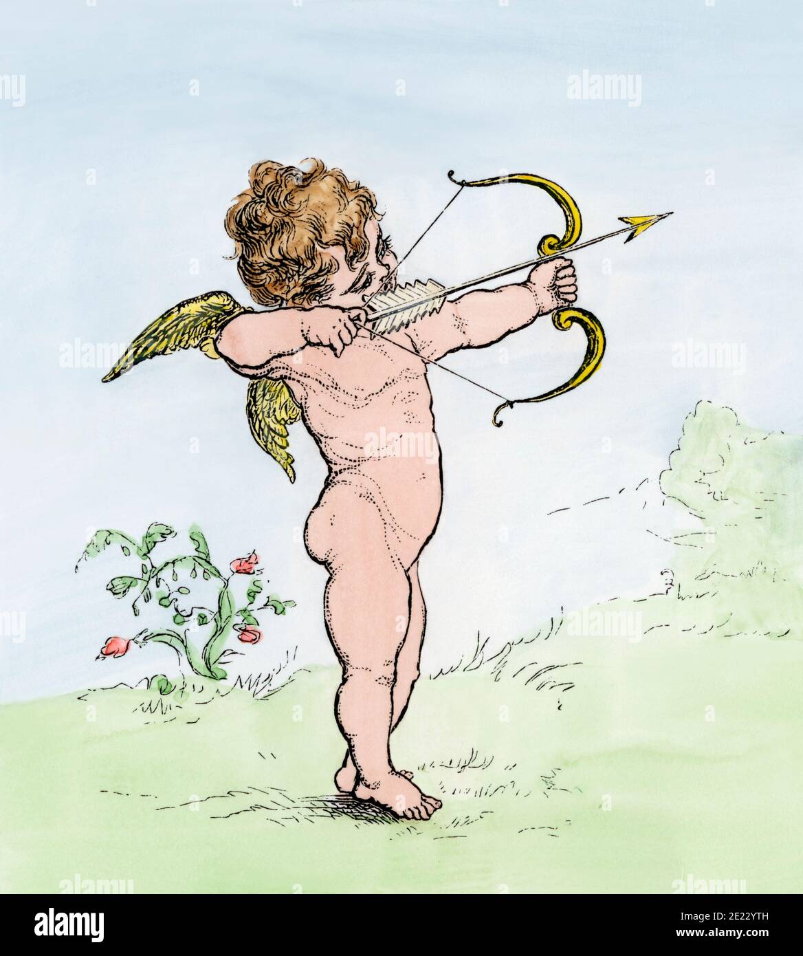 Arc Et Flèche De Cupidon Main Icône Tirée Par La Main Clip Art