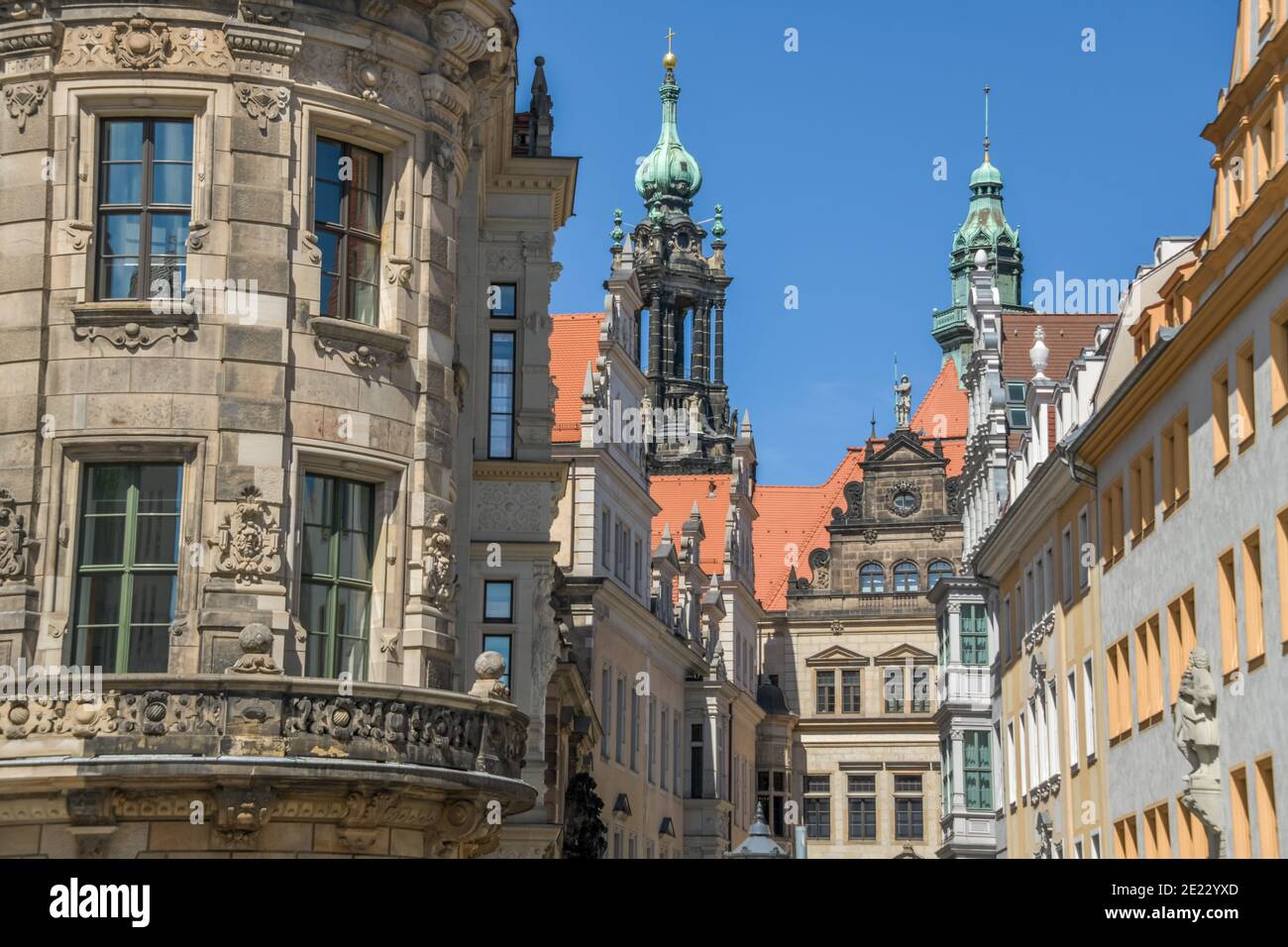 Fassaden und Giebel, Schloßstraße, Dresde, Sachsen, Allemagne Banque D'Images