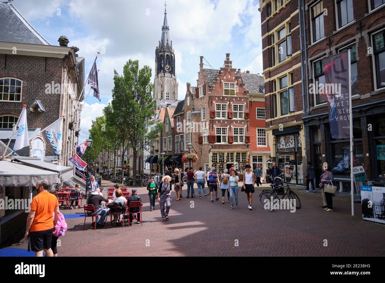 Vue sur la Nieuwe Kerk (Nouvelle église) à Delft, pays-Bas. Banque D'Images