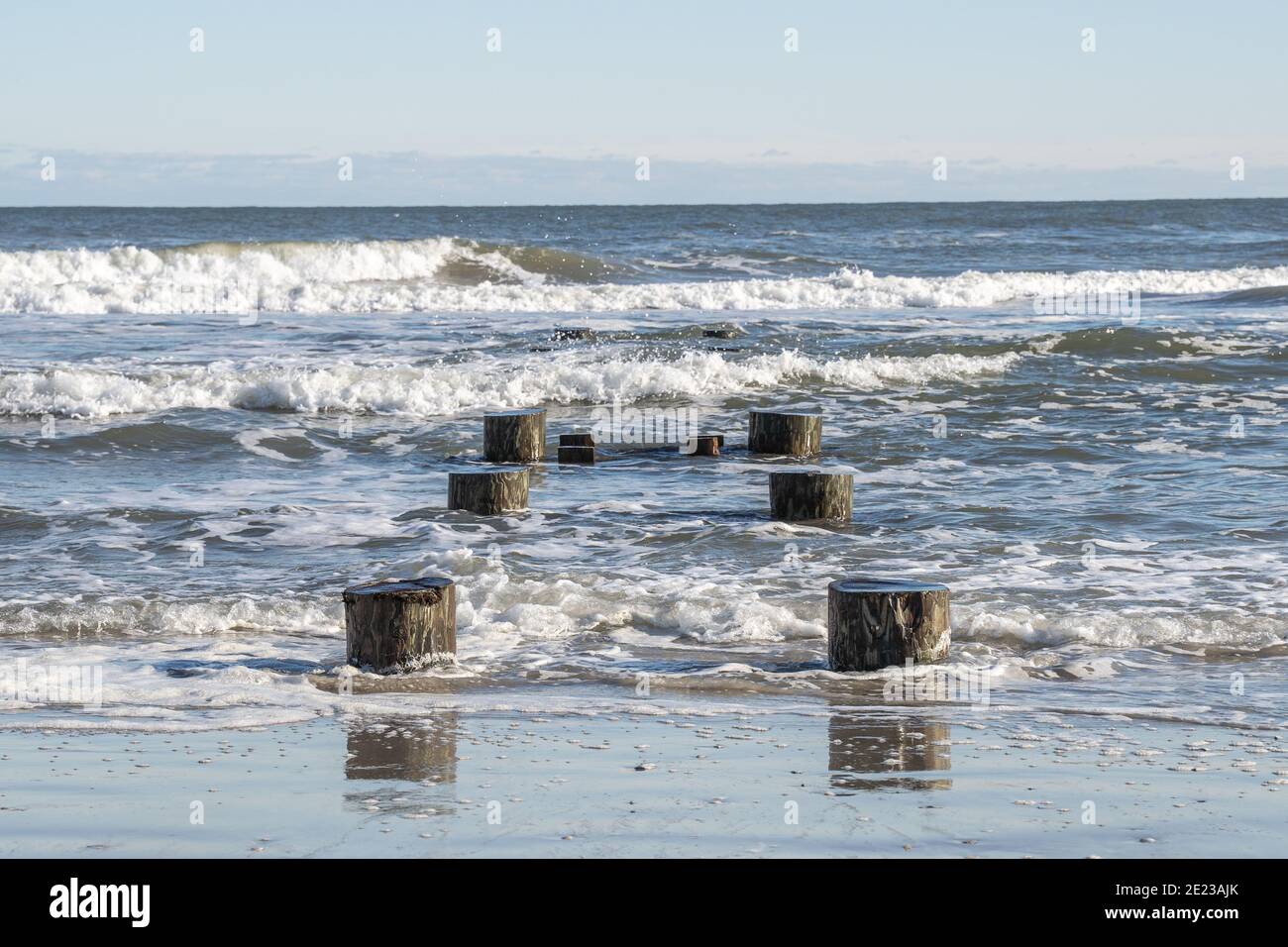 Vagues crash sur la plage, Avalon, New Jersey Banque D'Images