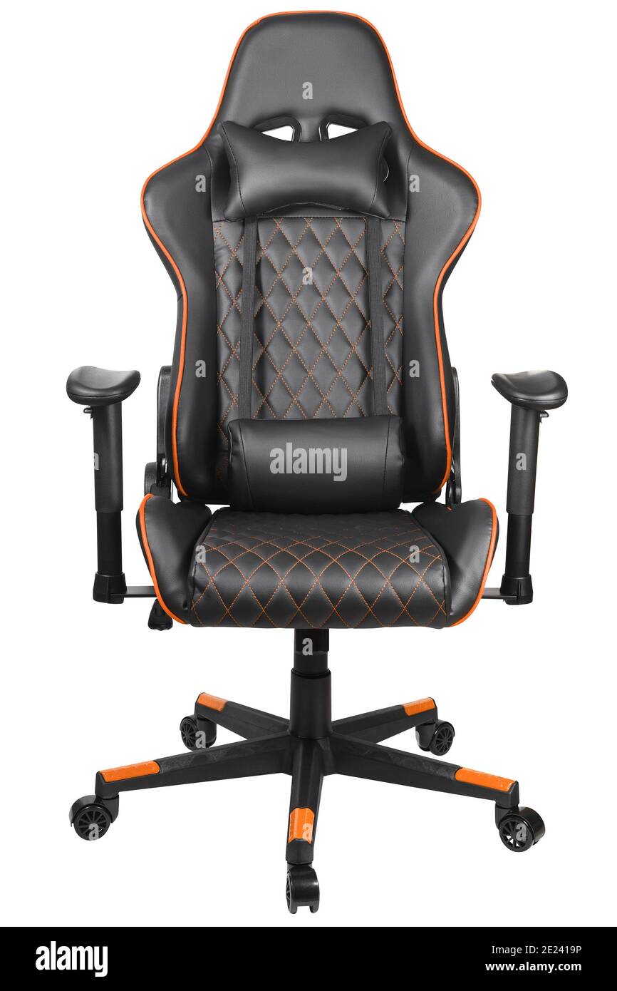 Chaise de jeu pour les joueurs isolés sur fond blanc. Chaise de jeu pour ordinateur. Vue avant. Fauteuil pour jouer. E-sport, tournoi, champion Banque D'Images