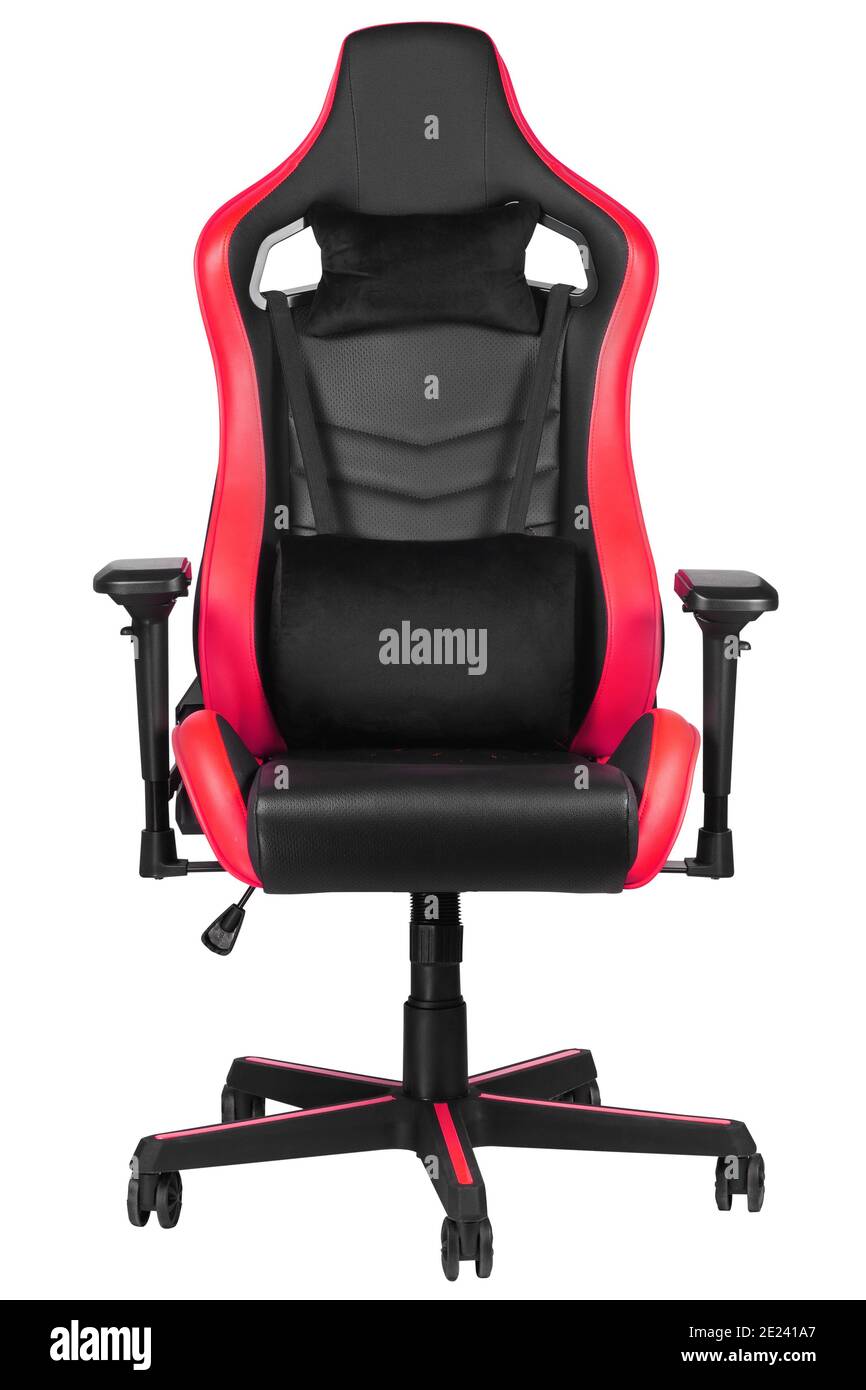 Chaise ergonomique pour ordinateur de bureau de course. Chaise de jeu isolée sur fond blanc. Chaise de jeu ergonomique. E-sport, tournoi, championnat. Banque D'Images