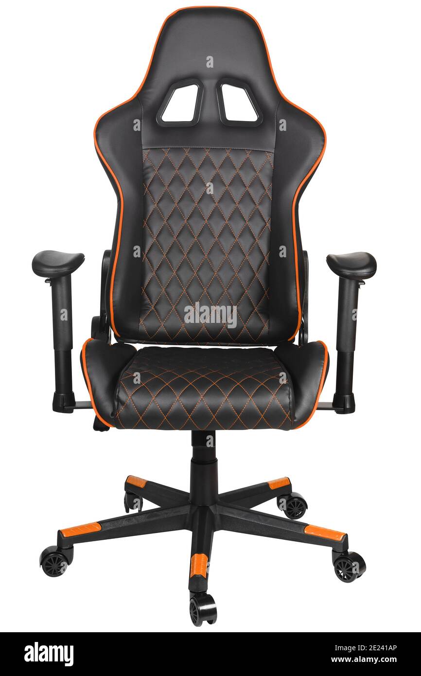 Chaise ergonomique pour ordinateur de bureau de course. Chaise de jeu isolée sur fond blanc. Chaise de jeu ergonomique. E-sport, tournoi, championnat. Banque D'Images