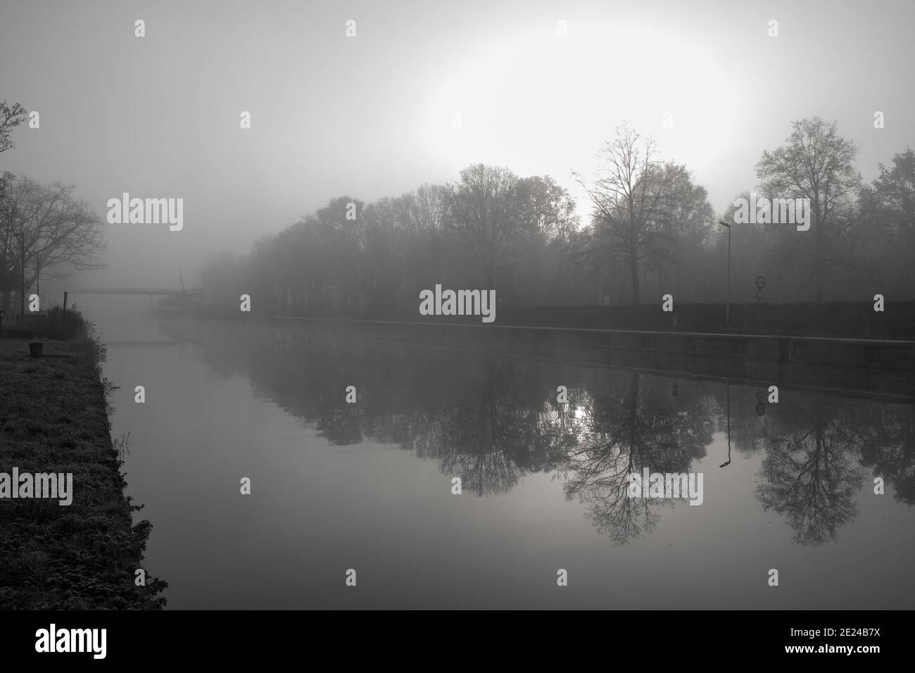 rivière sombre dans le brouillard. Photo de haute qualité Banque D'Images