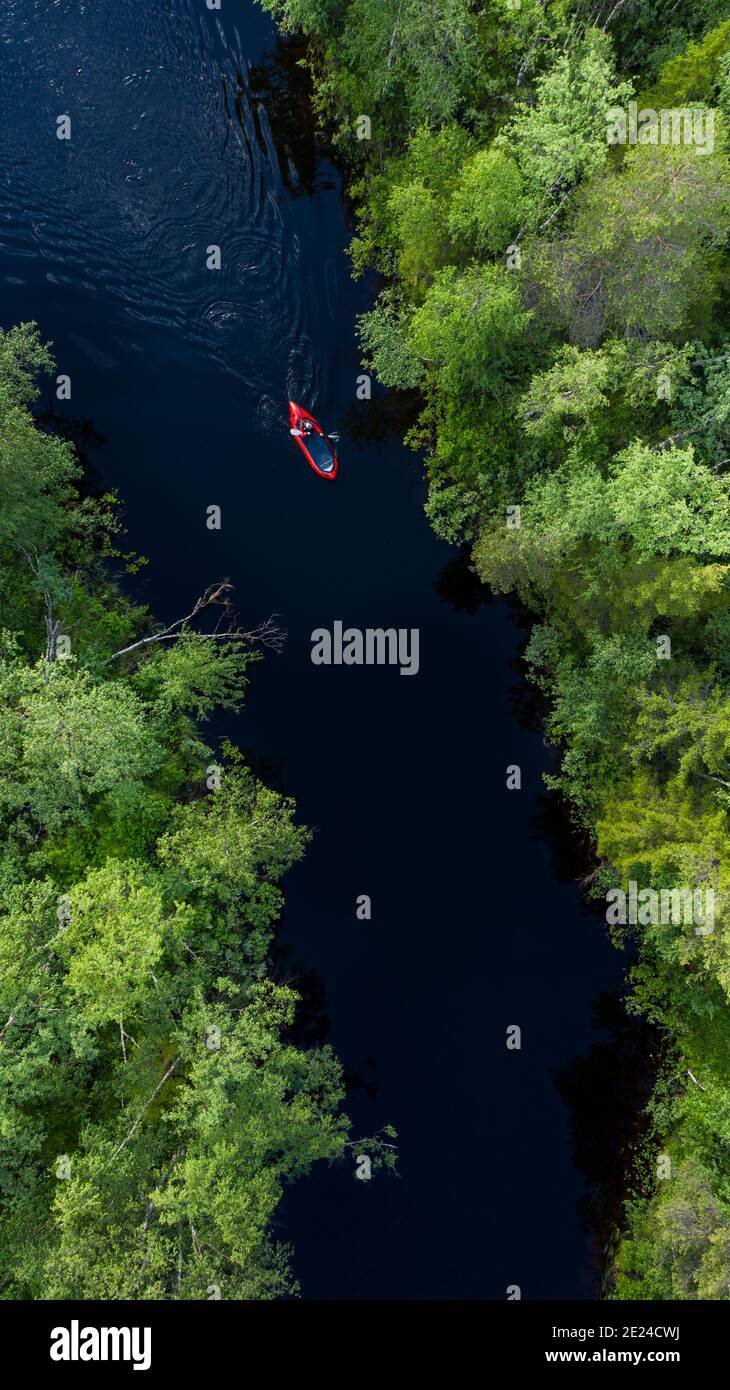 Vue aérienne du kayak sur la rivière Banque D'Images