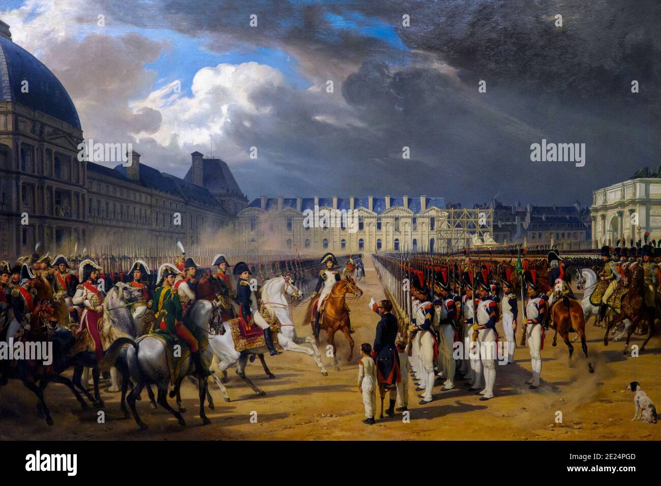 Invalide en remettant une pétition à Napoléon au défilé à la Cour du Palais des Tuileries à Paris, Horace Vernet, 1838, Musée de l'Ermitage, Saint Banque D'Images