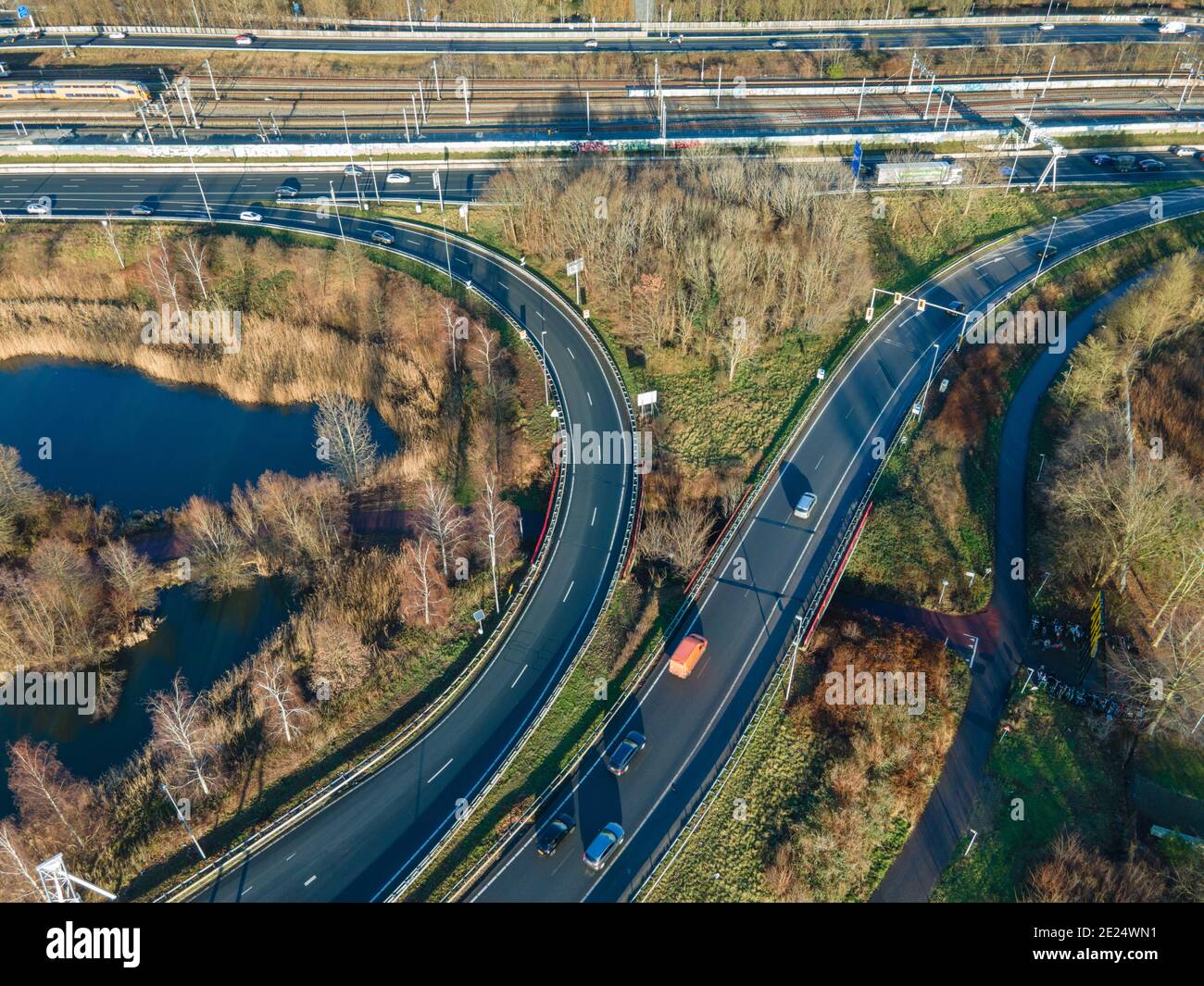 Amstelpark à Amsterdam comme vue d'en haut, pays-Bas Banque D'Images