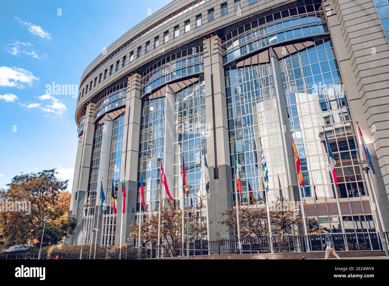 Bruxelles, Belgique - 20 juillet 2020 : le Parlement européen, siège de la démocratie européenne Banque D'Images