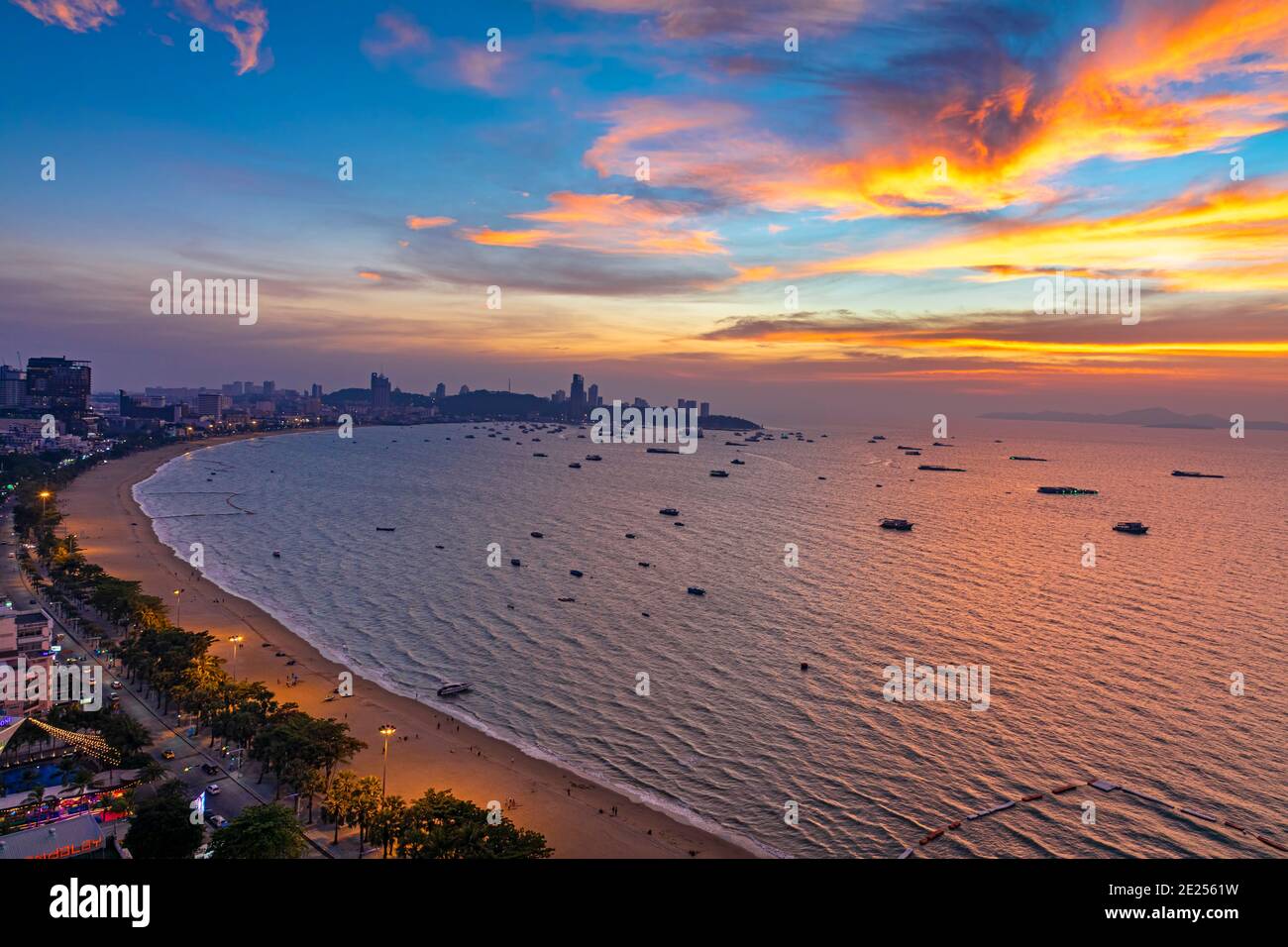 Paysage de coucher de soleil, Pattaya, Chon Buri, Thaïlande Banque D'Images
