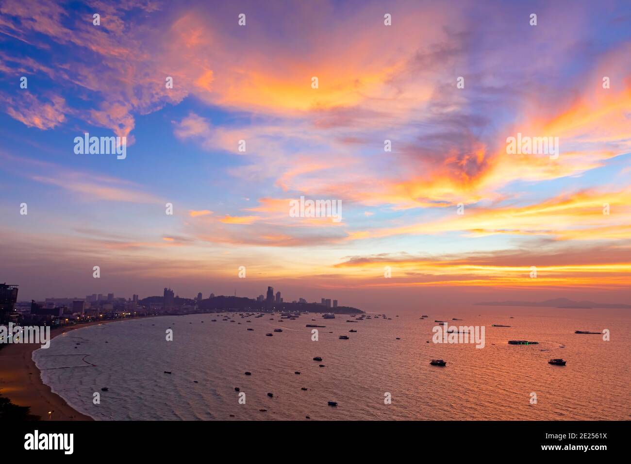 Paysage de coucher de soleil, Pattaya, Chon Buri, Thaïlande Banque D'Images