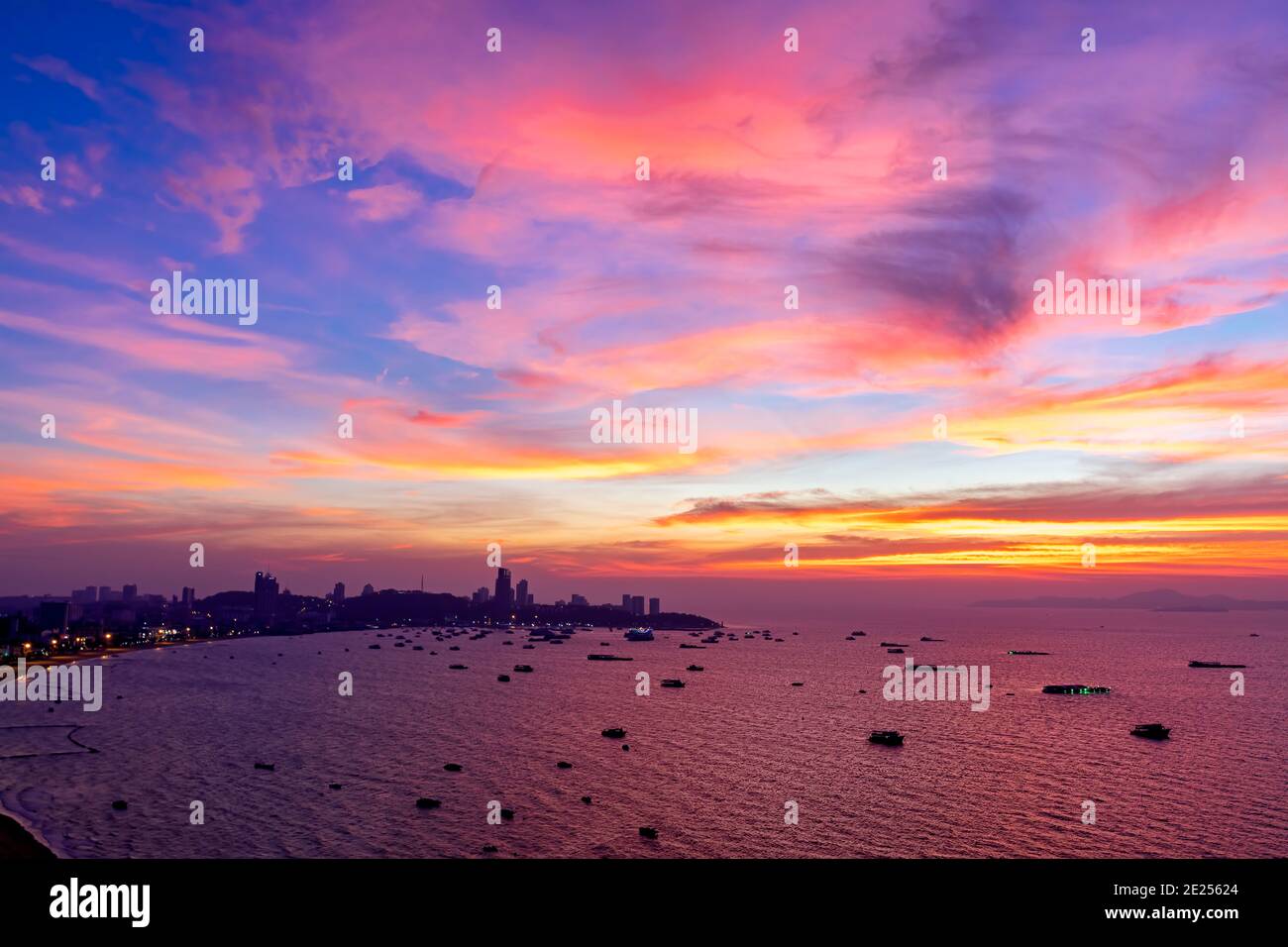Paysage de coucher de soleil, Pattaya, Chon Buri, Thaïlande Banque D'Images