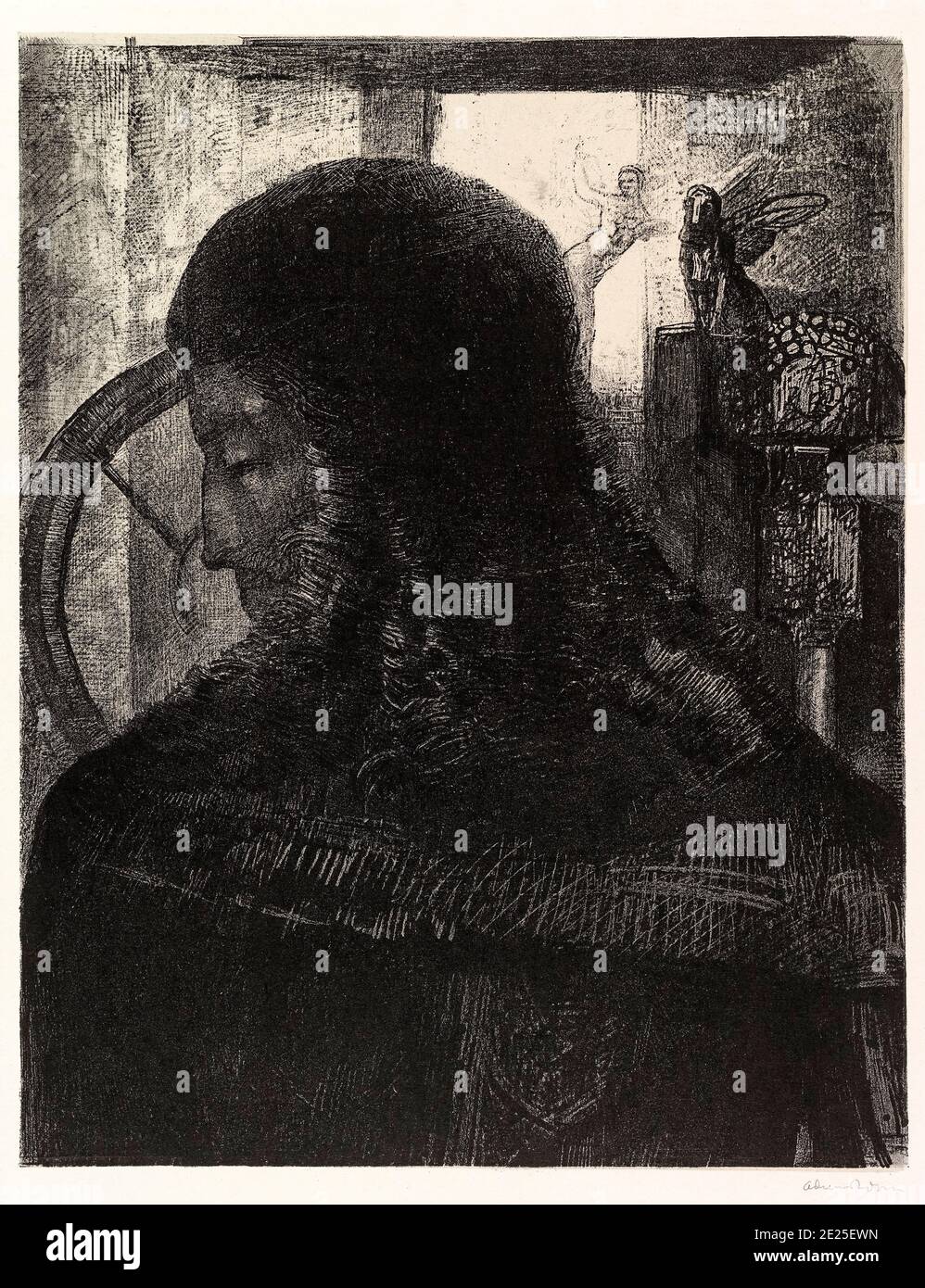 Odilon Redon, The Old Knight, lithographie, 1896 Banque D'Images