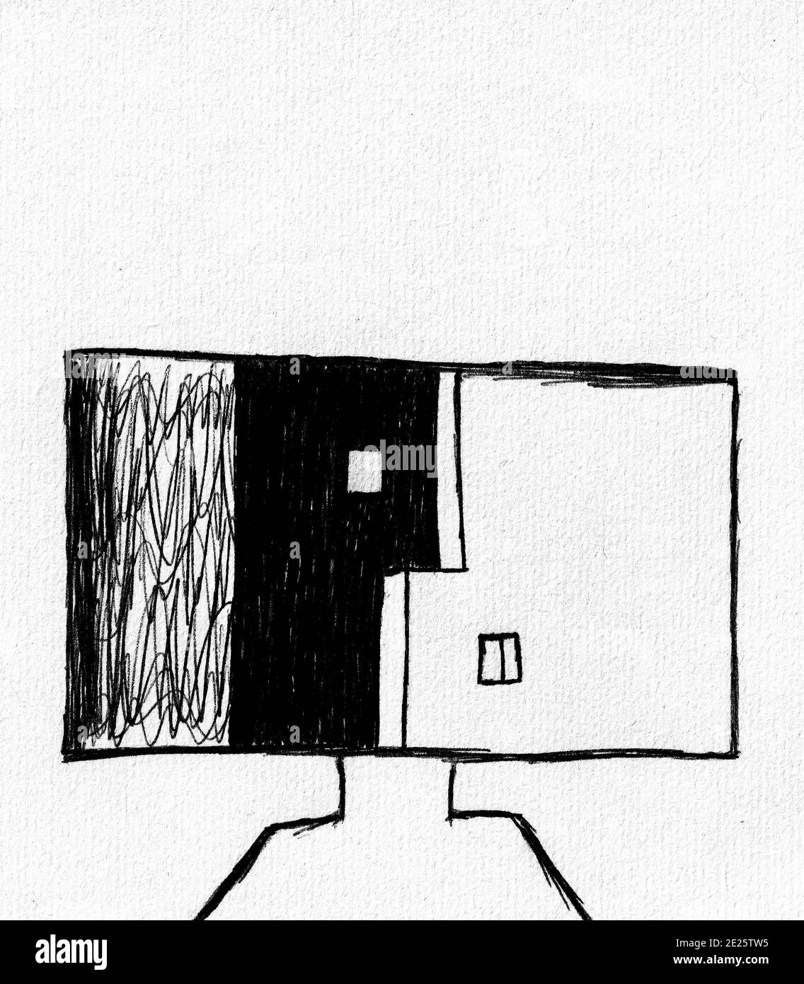 Cape Town Afrique du Sud - 13-08-2019 texture toile style d'encre Illustration. Carré Yin et Yang figure obtenir l'équilibre. Banque D'Images