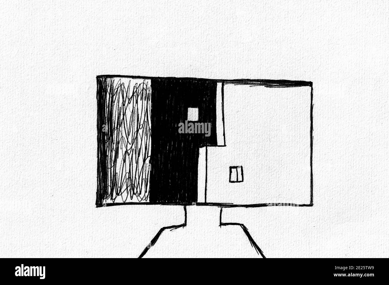 Cape Town Afrique du Sud - 13-08-2019 texture toile style d'encre Illustration. Carré Yin et Yang figure obtenir l'équilibre. Banque D'Images