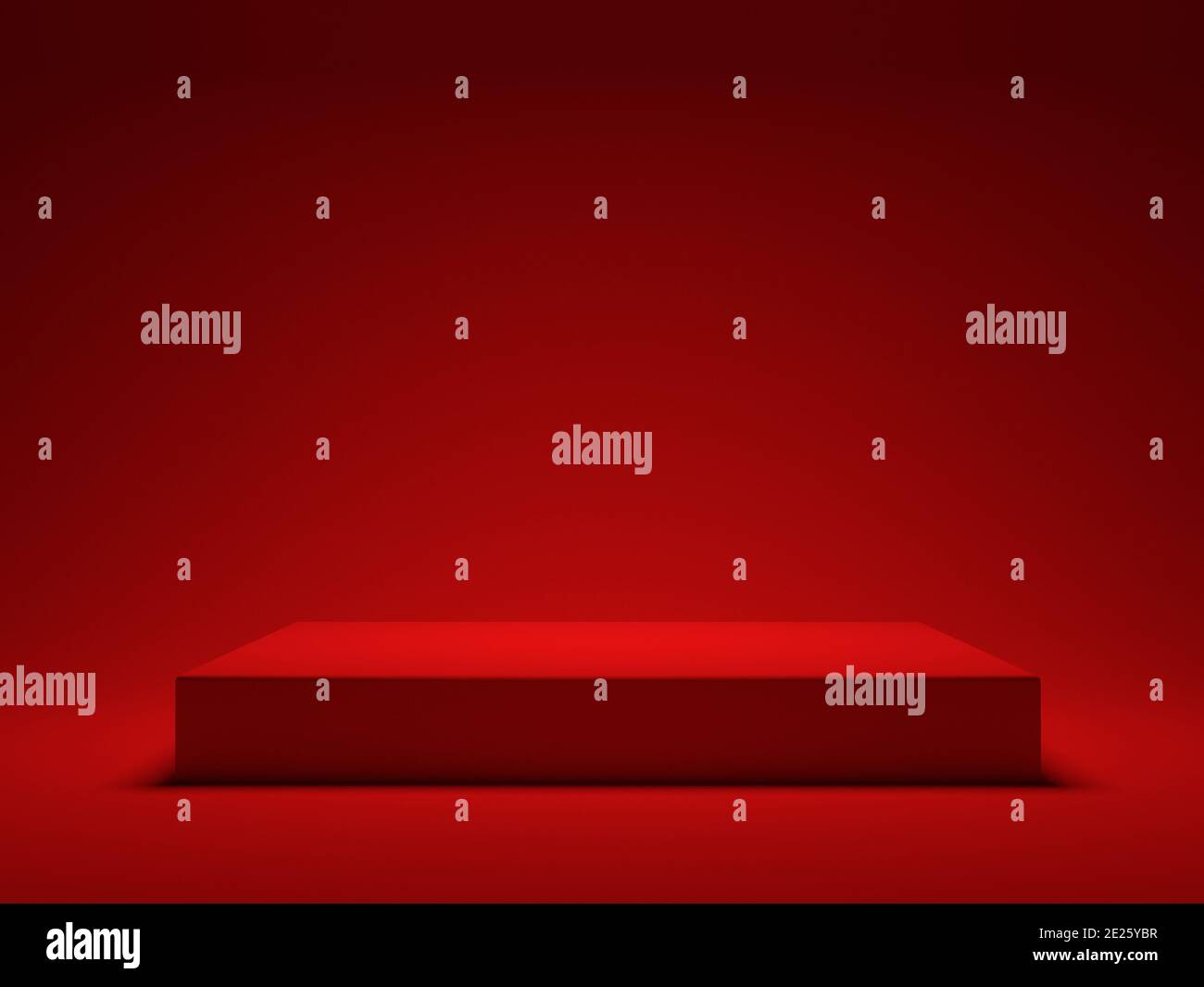 Plate-forme rouge sur fond rouge pour montrer le produit. rendu 3d Banque D'Images