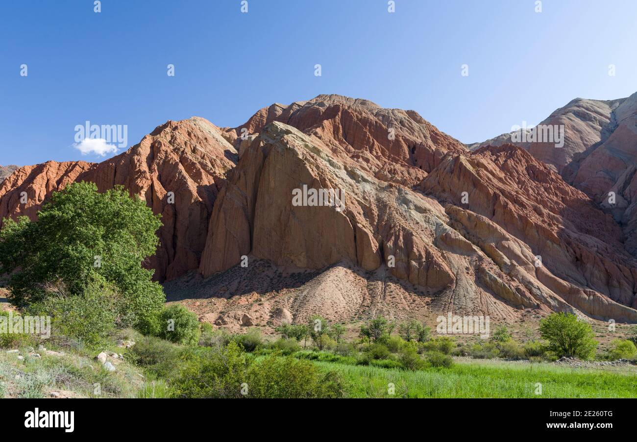 Vallée de la rivière Suusamyr dans les montagnes Tien Shan. Asie, Asie centrale, Kirghizistan Banque D'Images