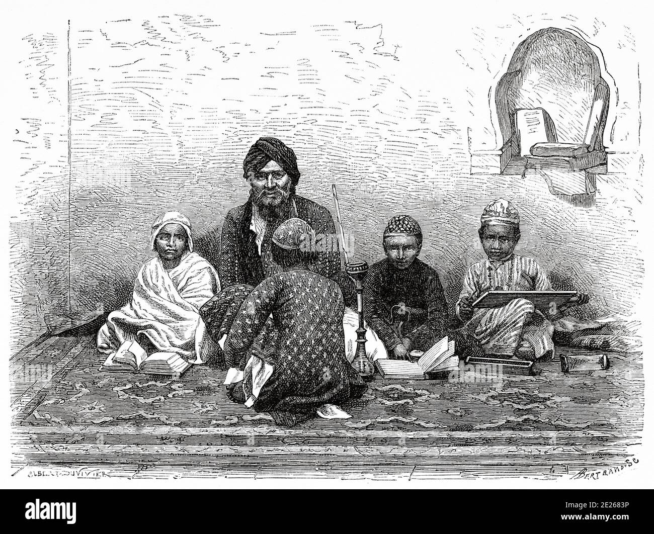 École de Mohammaman à Alahabad, Uttar Pradesh. Inde. Ancienne illustration de gravure d'El Mundo en la Mano 1878 Banque D'Images